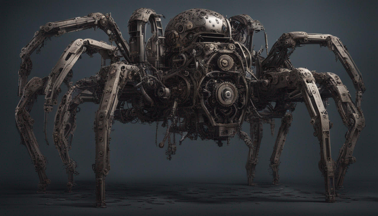 Spider Machine Compressor Dark Giant Spider Machine With Mechanical Gears by schizoknight12 on ...