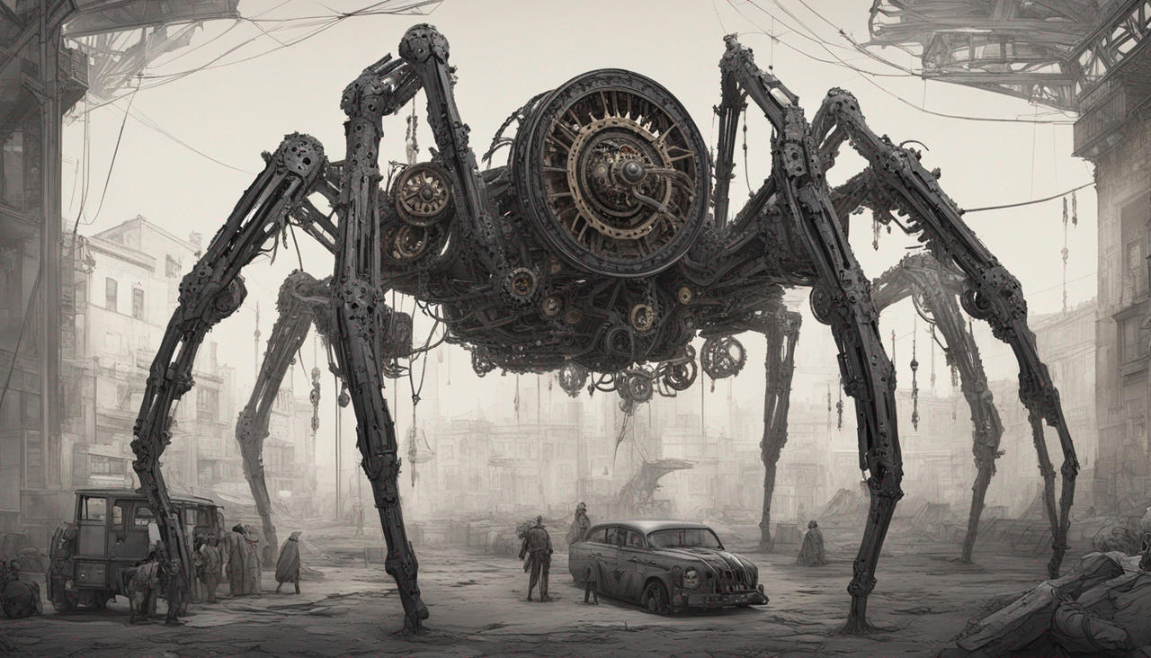 Spider Machine Compressor Dark Giant Spider Machine With Mechanical Gears by schizoknight12 on ...