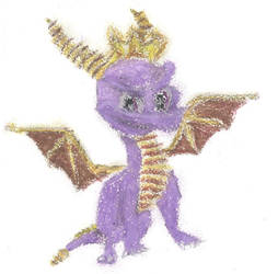 Pastel Drawing of Spyro the Dragon