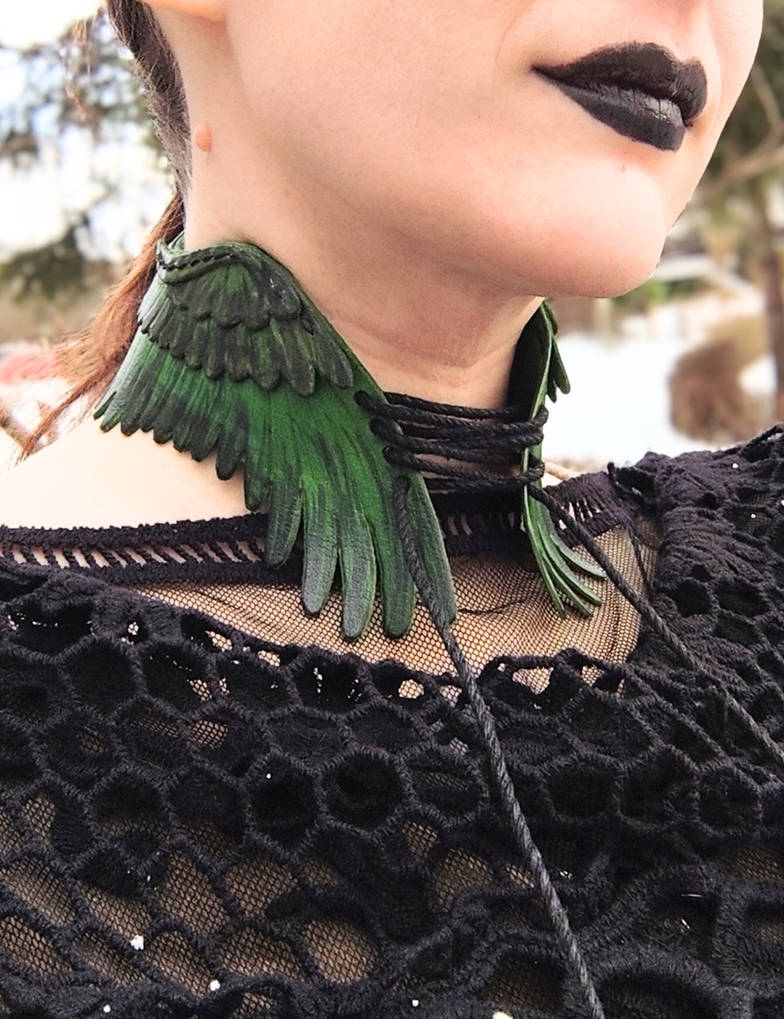 Leather choker - Wing of Awakening
