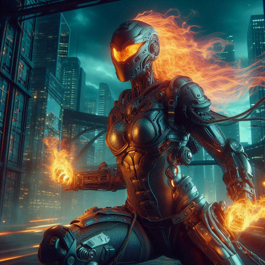 Magic Vs Technology Deviantart Warrior of Technology and Fire magic by Robot-Koshka on DeviantArt