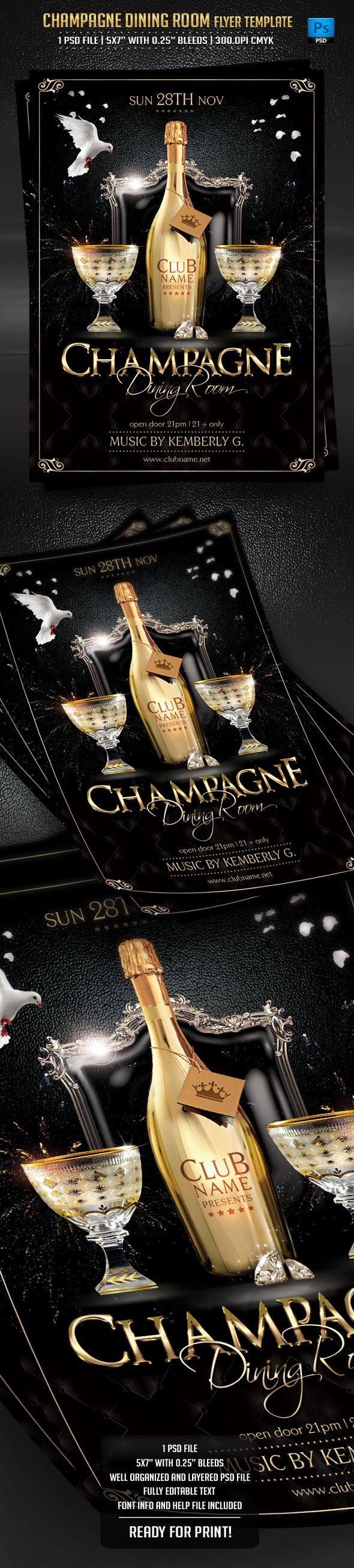 Champagne Dining Room Flyer Template