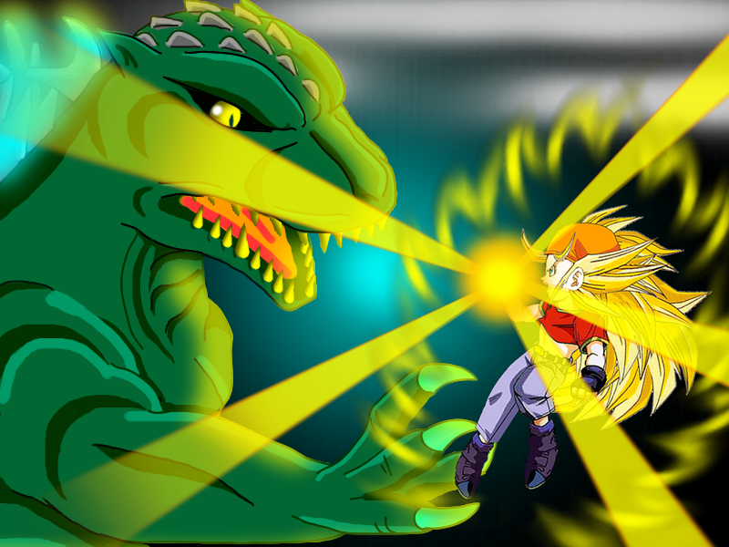 Pan SuperSayajin 3 vs Godzilla