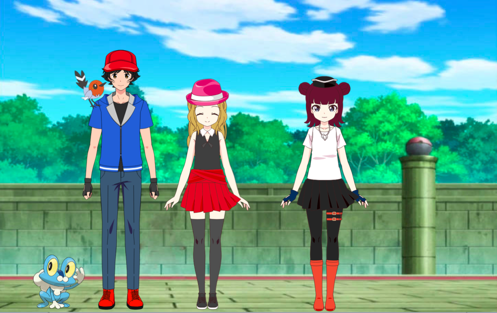 PKMN XY OC: Ash, Serena and Rosa by MysticAceXYZ on DeviantArt