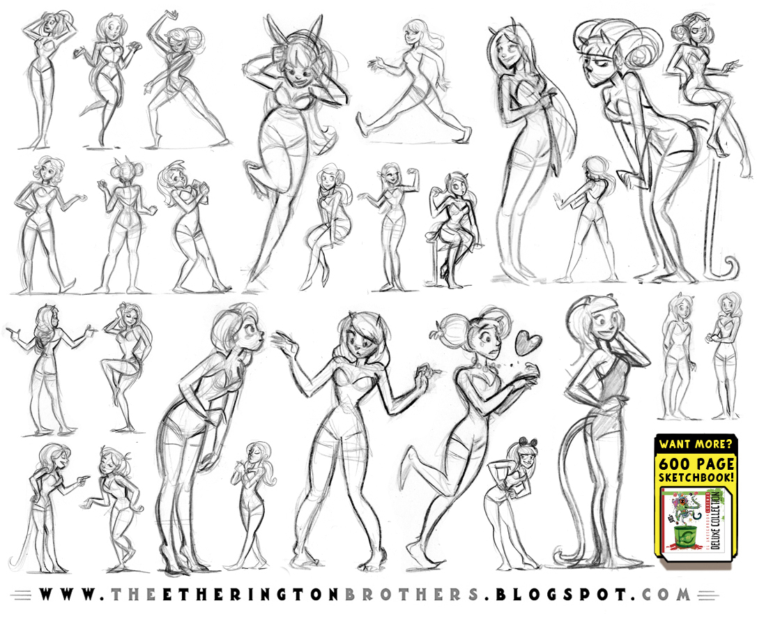 Female Character Pose and Gesture Sheet 1
