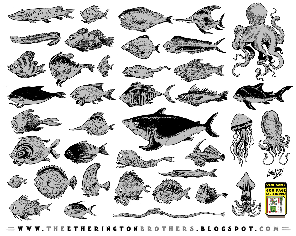 39 fish character designs