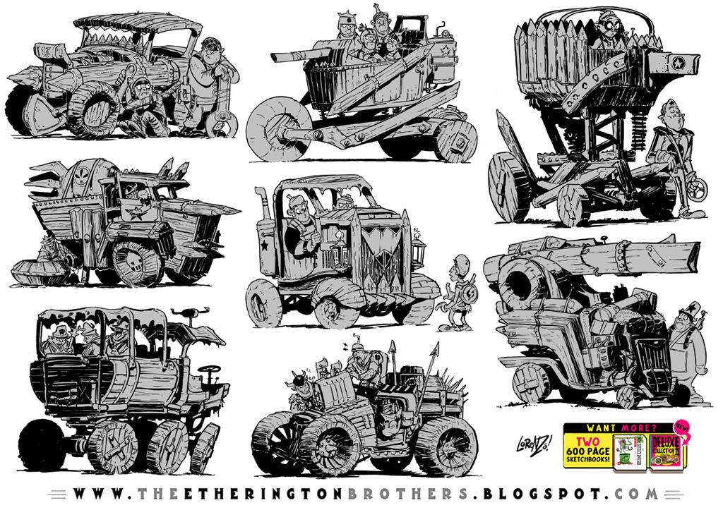 8 Wooden War Wagons