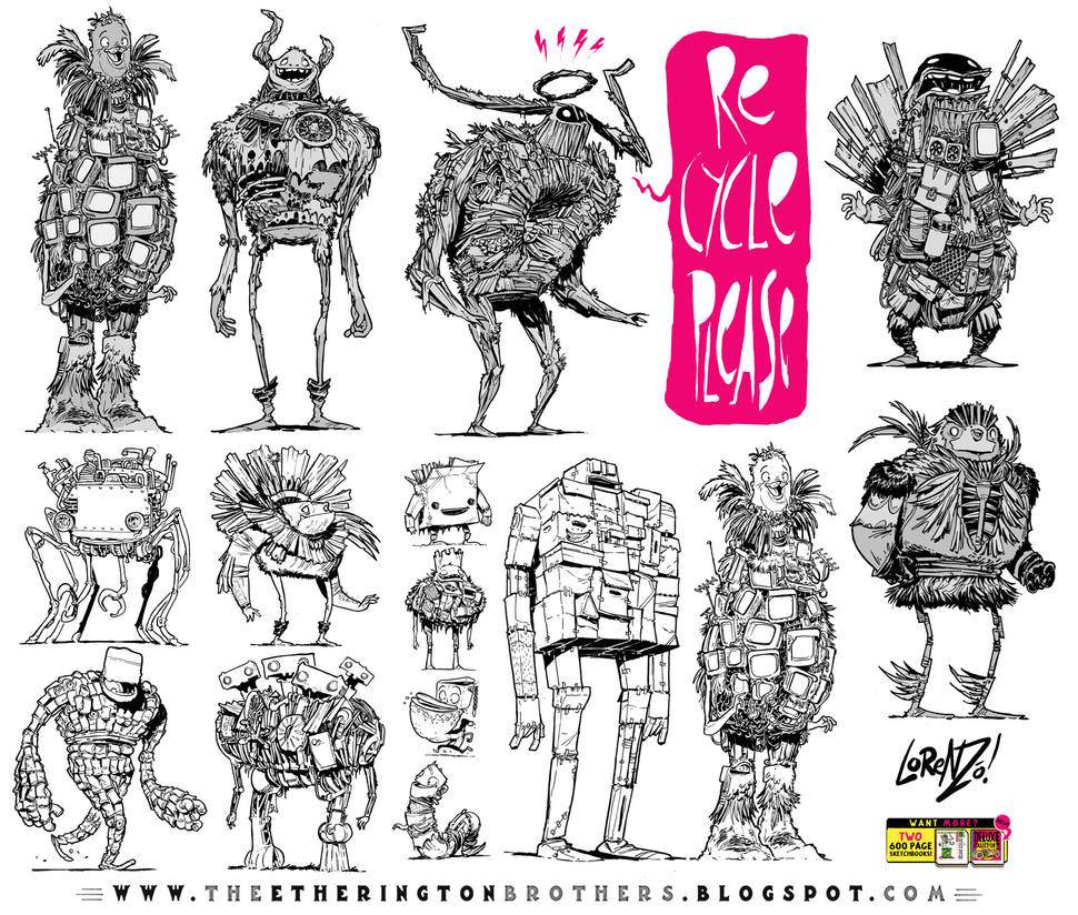 12 Junk and Trash Monster Robot Design Concepts by EtheringtonBrothers