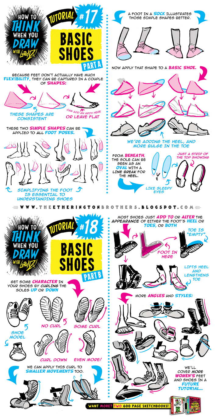 How to draw FEET, SHOES and BOOTS tutorial