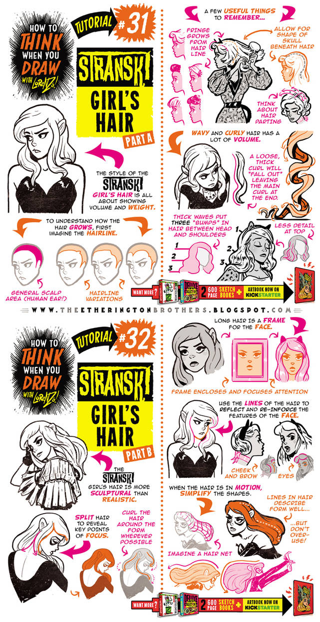How to draw FEMALE HAIR STYLES tutorial by EtheringtonBrothers