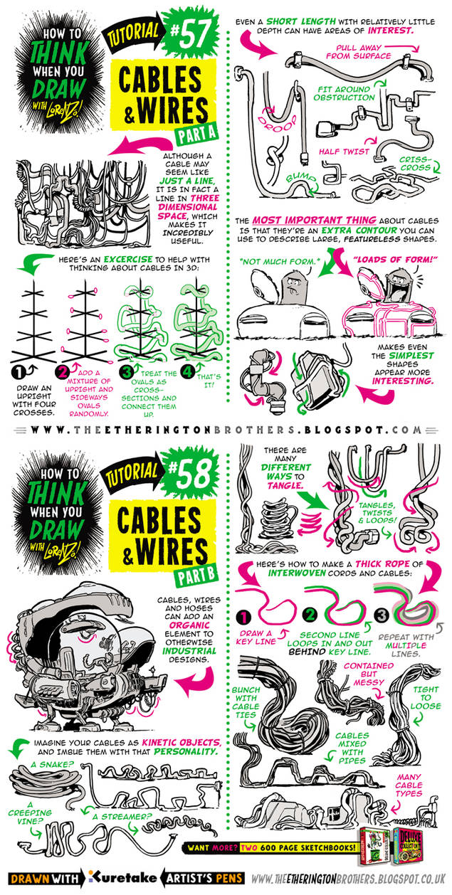 How to draw CABLES, WIRES and HOSES tutorial by EtheringtonBrothers on ...