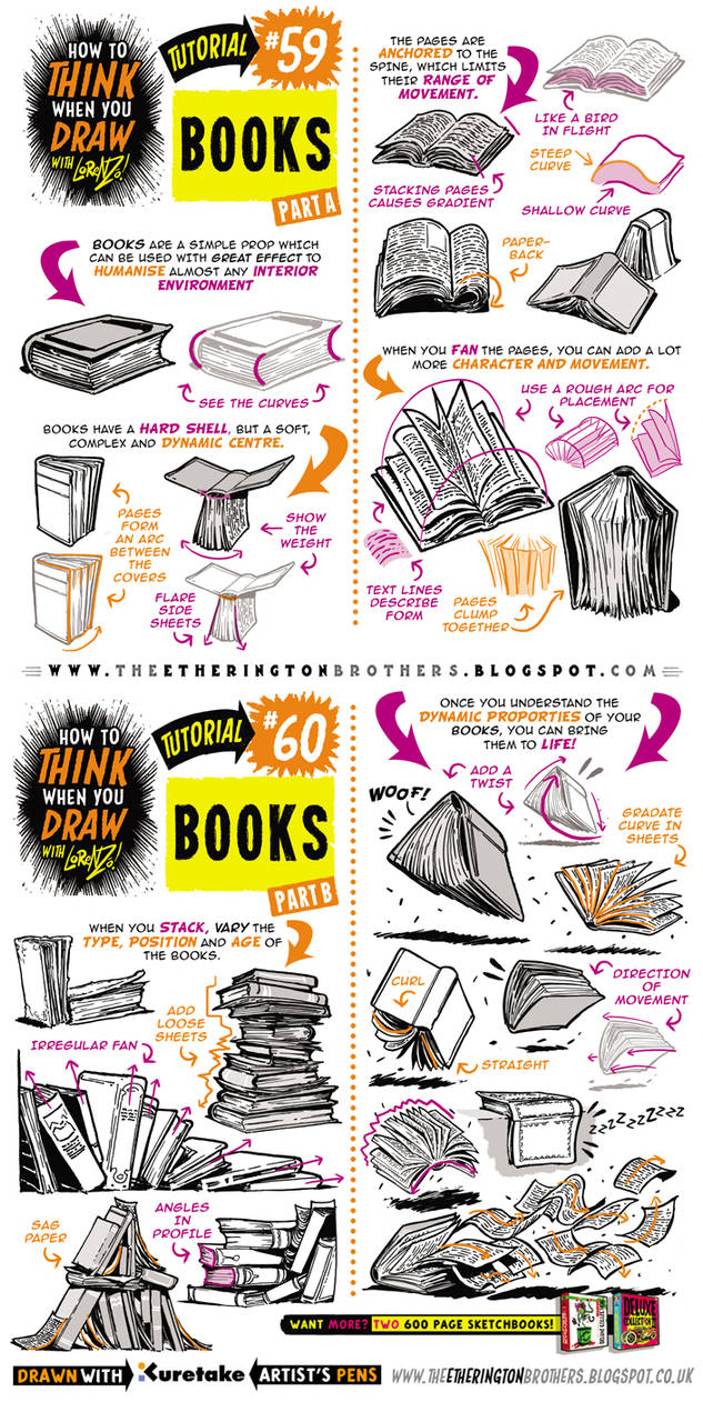 How to draw BOOKS and SPELL BOOKS tutorial by EtheringtonBrothers on ...