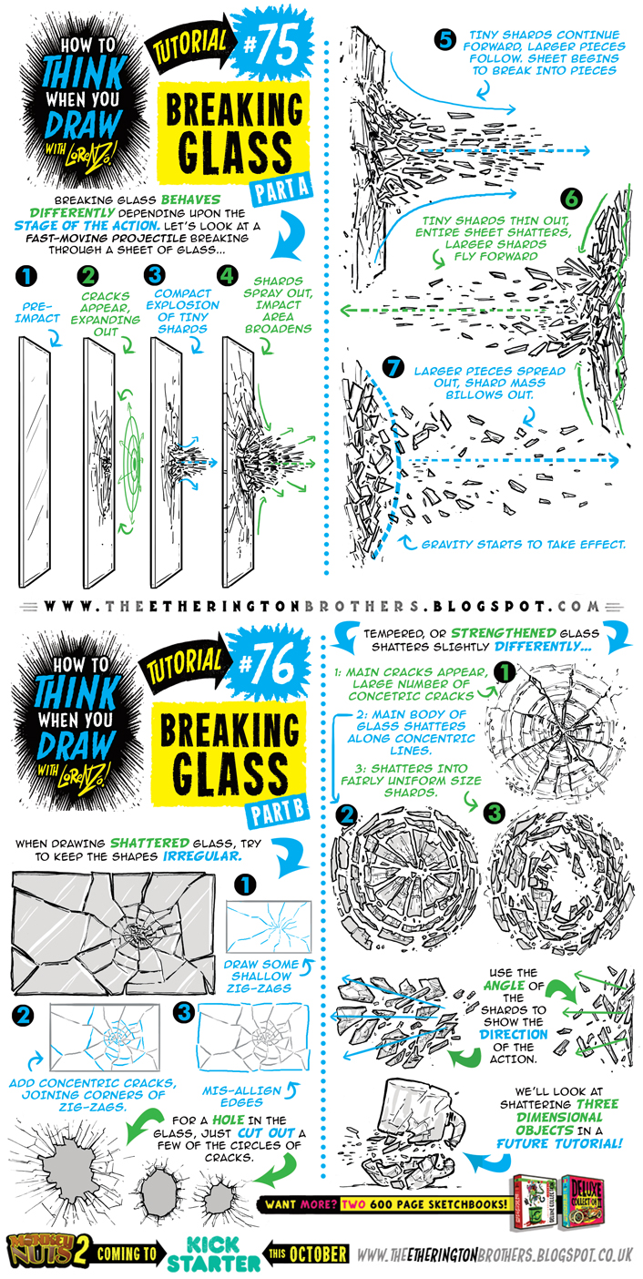 How to draw BREAKING SHATTERING GLASS tutorial