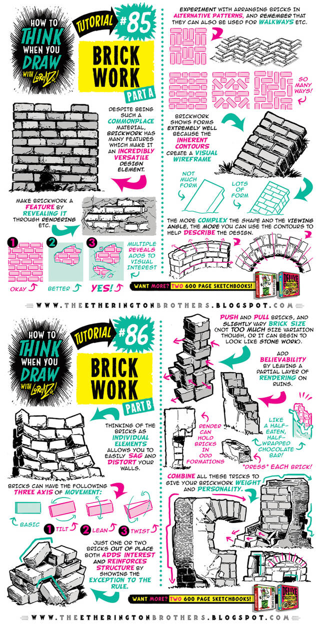 How to draw BRICKS, BRICKWORK and WALLS tutorial by EtheringtonBrothers ...