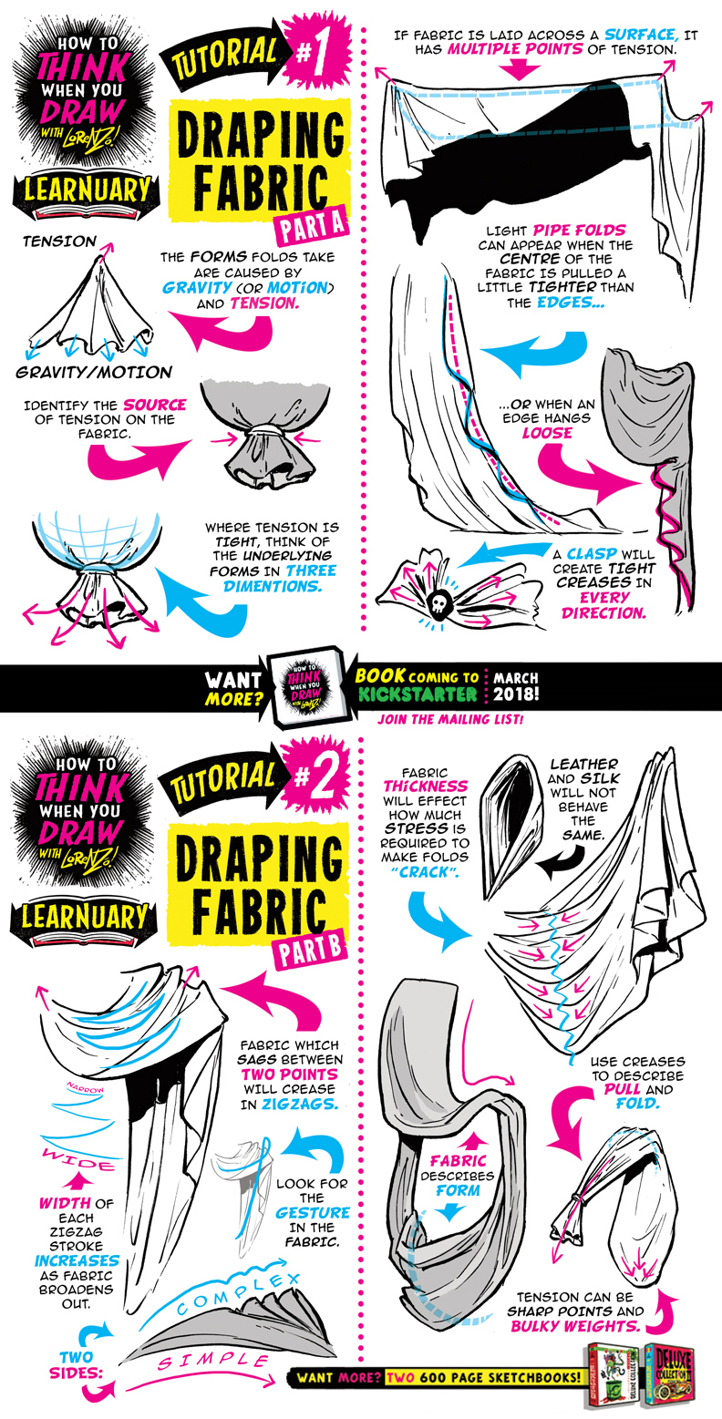 How to draw DRAPING FABRIC tutorial