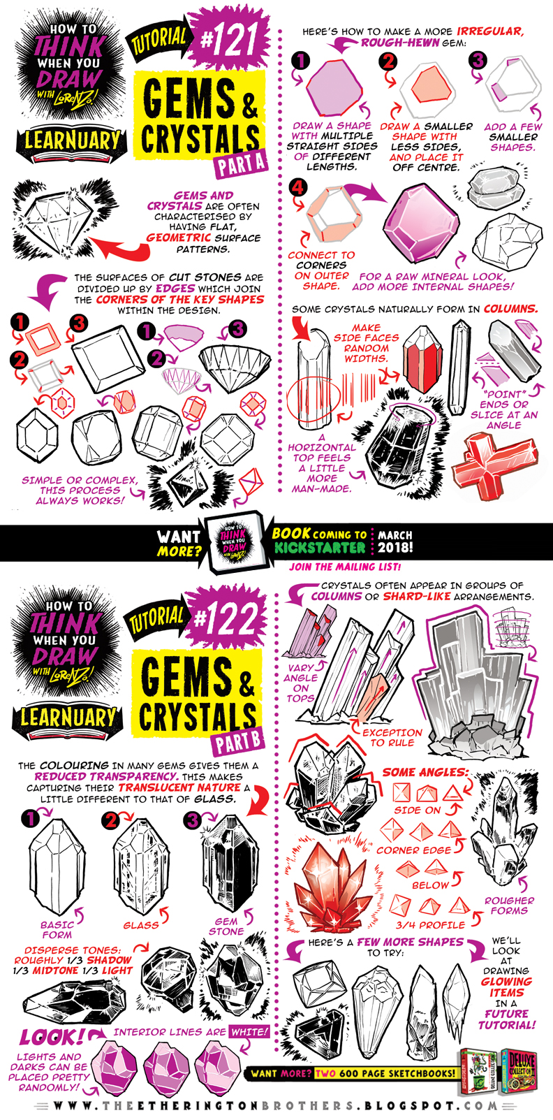 How to draw GEMS and CRYSTALS tutorial