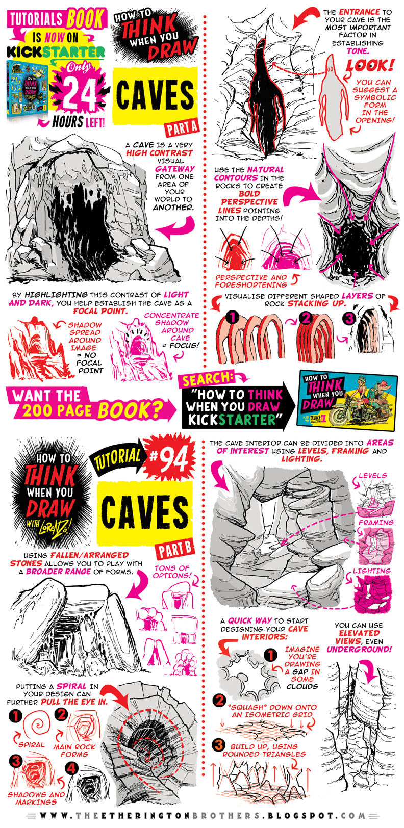 How to draw CAVES - KICKSTARTER ENDS TOMORROW!