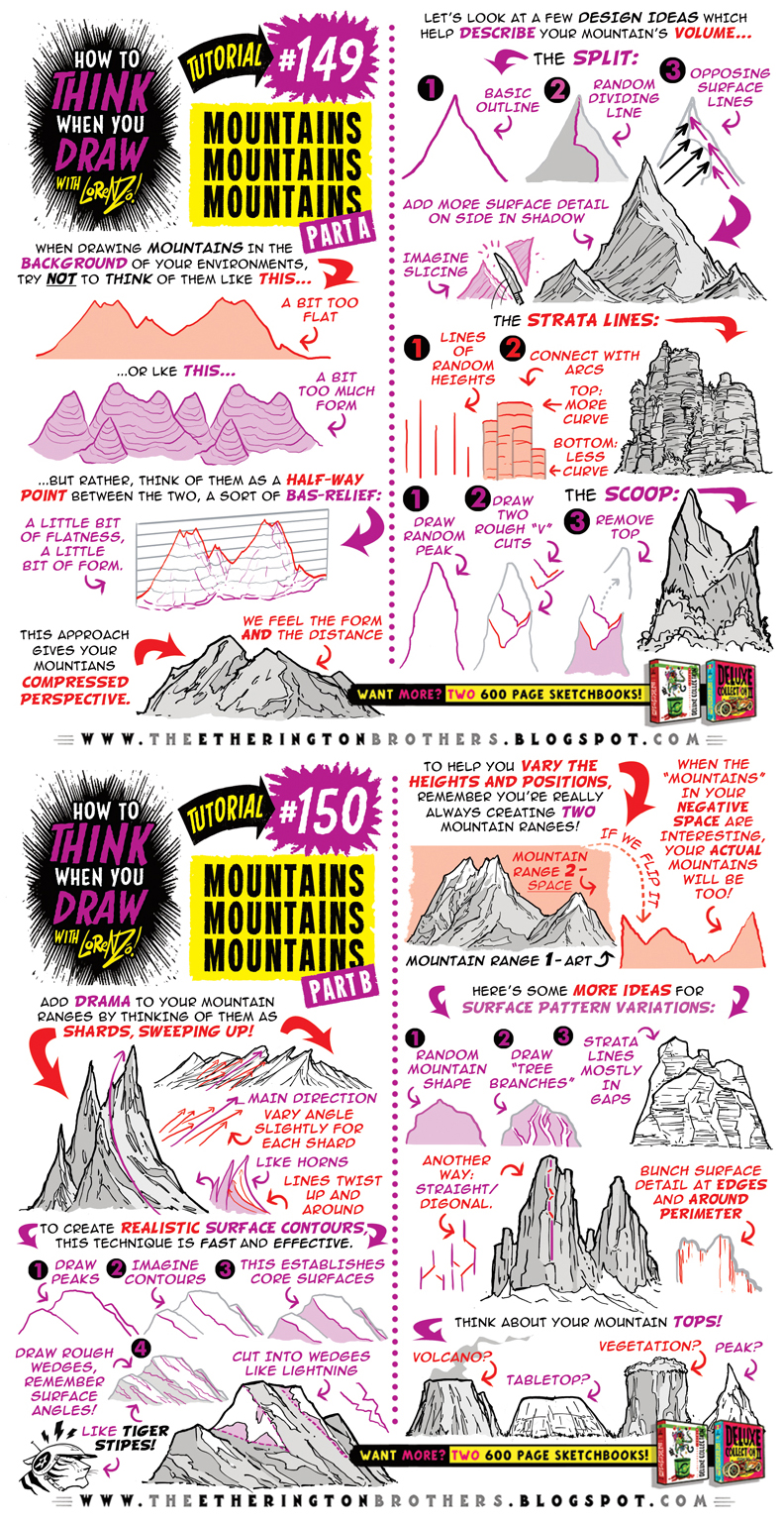 How to draw MOUNTAINS tutorial