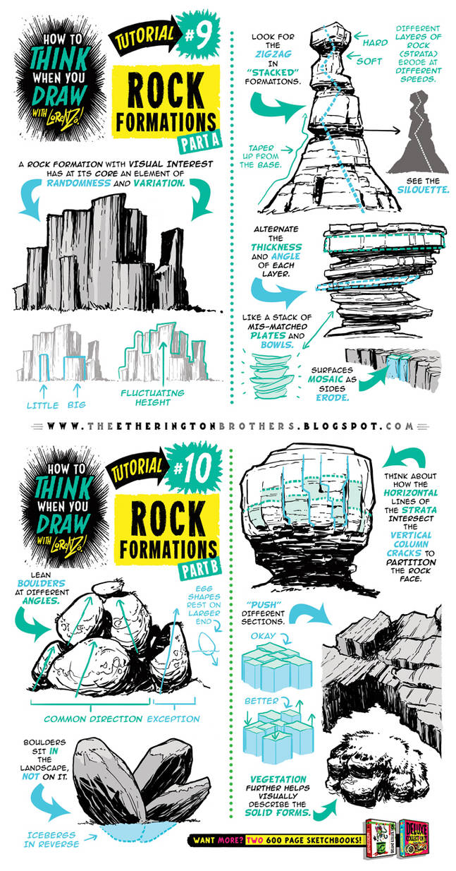 How to draw ROCK FORMATIONS tutorial by EtheringtonBrothers