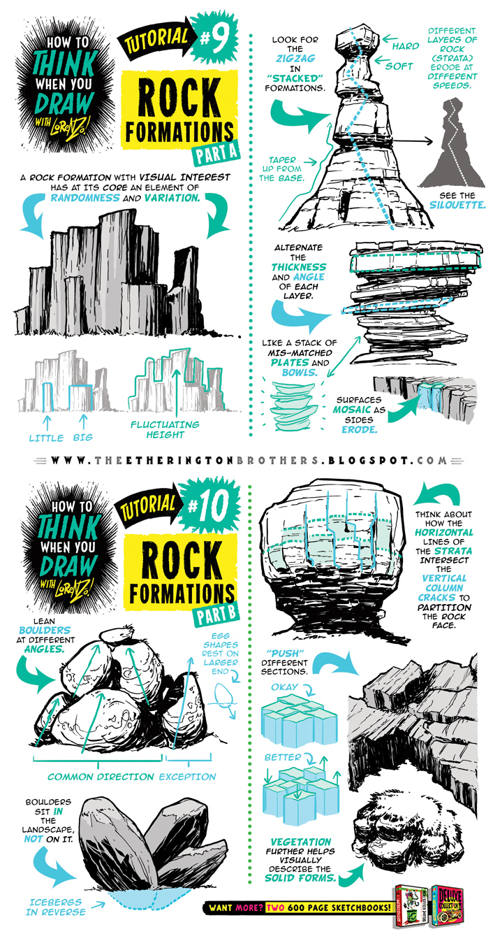 How to draw ROCK FORMATIONS tutorial by EtheringtonBrothers