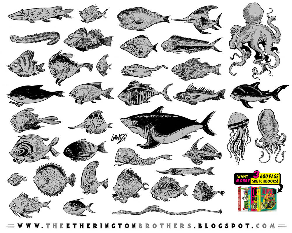 FISH CHARACTERS REFERENCE SHEET! by EtheringtonBrothers