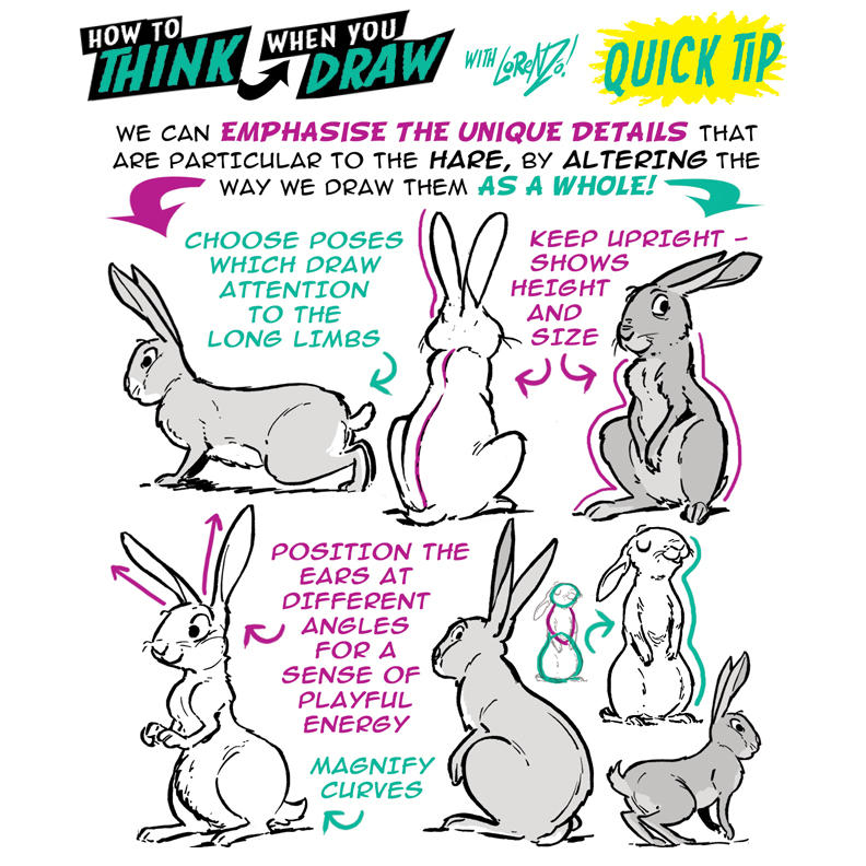 How to THINK when you draw HARES QUICK TIP! by EtheringtonBrothers on
