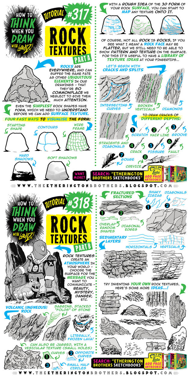 How to THINK when you draw ROCK TEXTURES tutorial! by ...