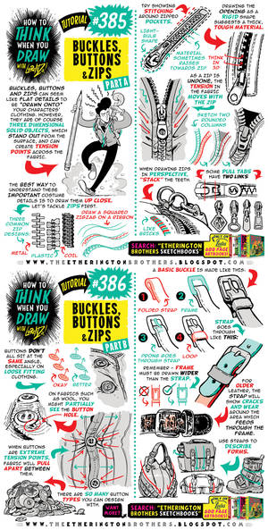 How to draw BUCKLES, BUTTONS and ZIPS tutorial!