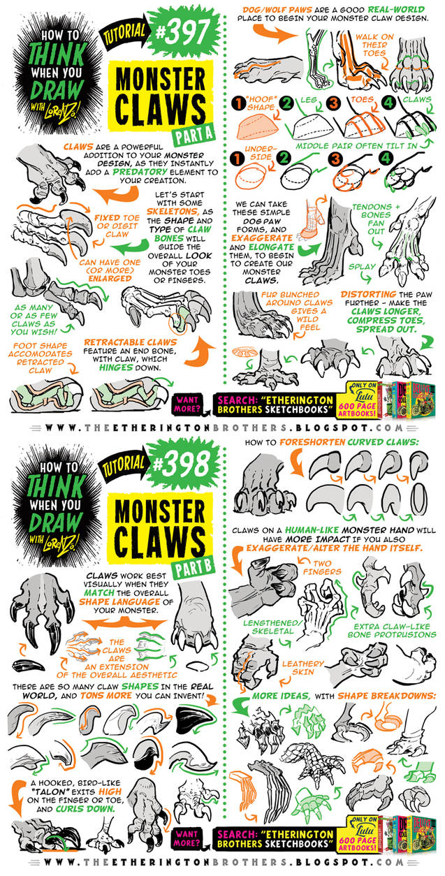 How to THINK when you draw MONSTER CLAWS tutorial! by ...