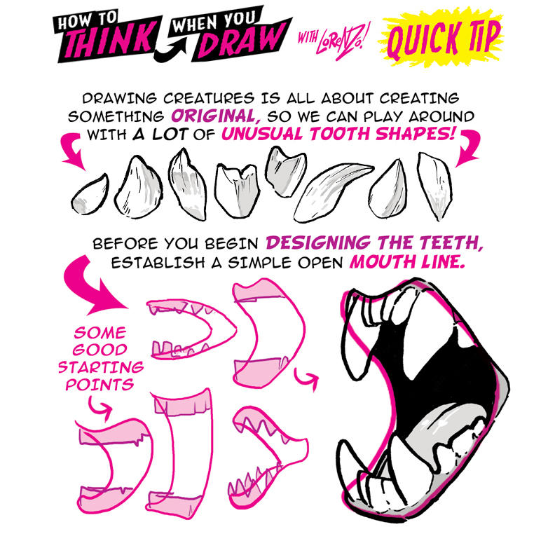 How to THINK when you draw MONSTER TEETH QUICK TIP by