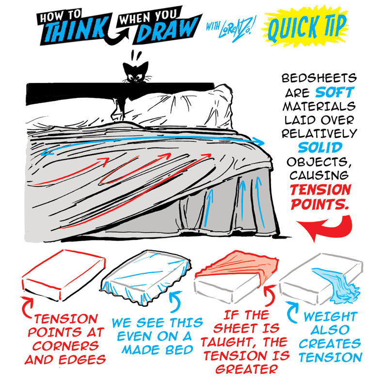 How to THINK when you draw BEDSHEETS quick tip! by EtheringtonBrothers