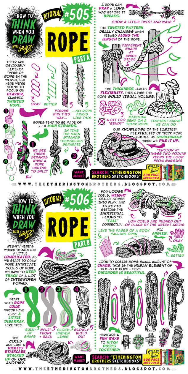 How to THINK when you draw ROPE tutorial! by EtheringtonBrothers on ...