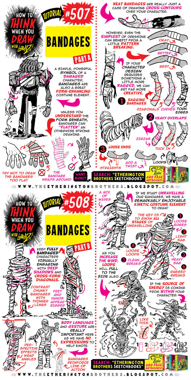 How to THINK when you draw BANDAGES tutorial! by EtheringtonBrothers on