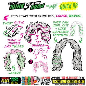 How to THINK when you draw WAVY HAIR QUICK TIP!