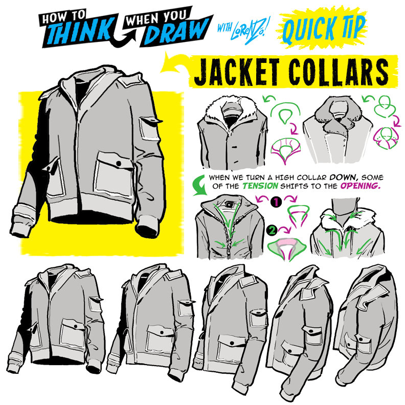How to THINK when you draw JACKET COLLARS tip! by EtheringtonBrothers