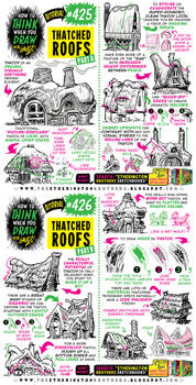 How to THINK when you draw THATCHED ROOFS tutorial