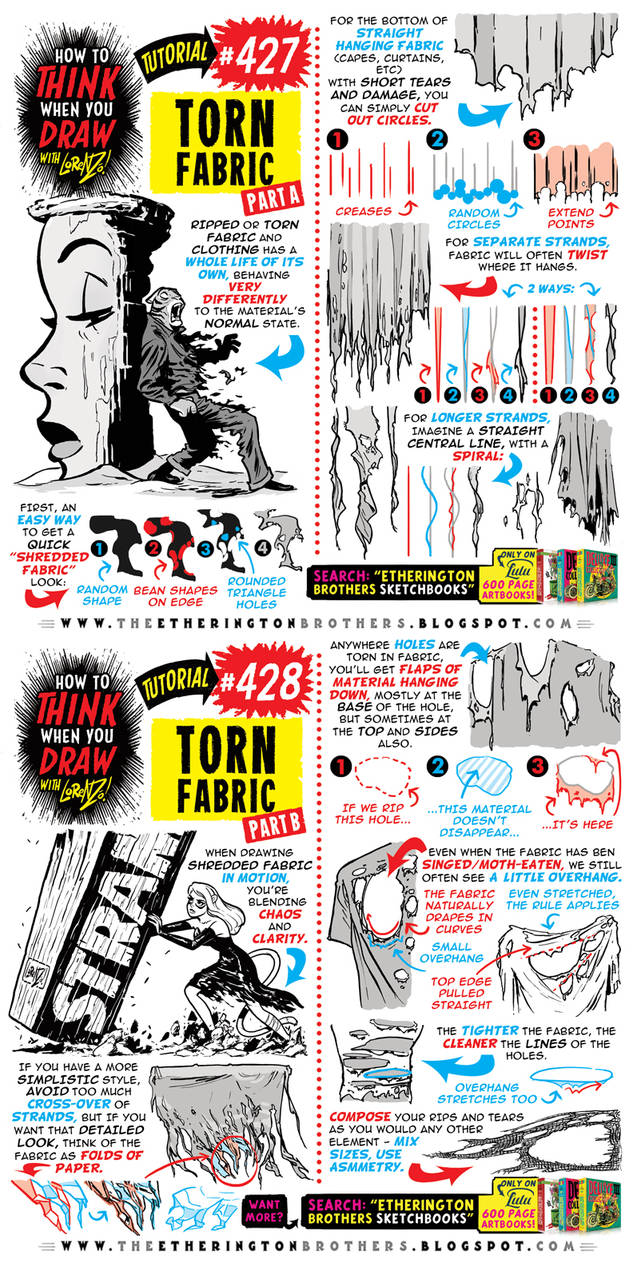 Torn Robe Drawing How to THINK when you draw TORN FABRIC tutorial! by EtheringtonBrothers ...