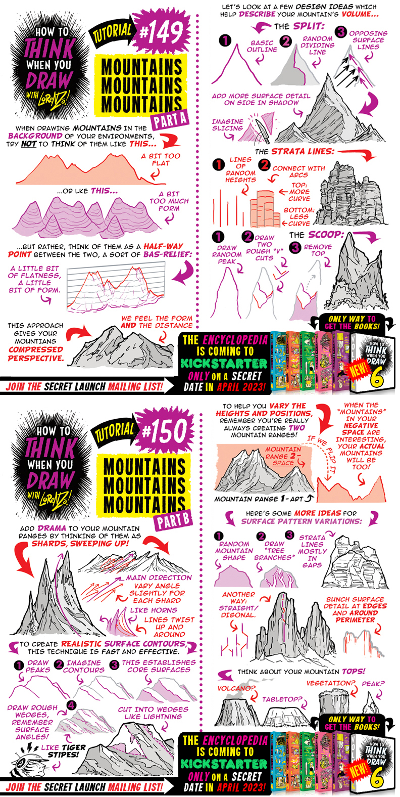Create Mountains How to THINK when you draw MOUNTAINS tutorial! by EtheringtonBrothers ...