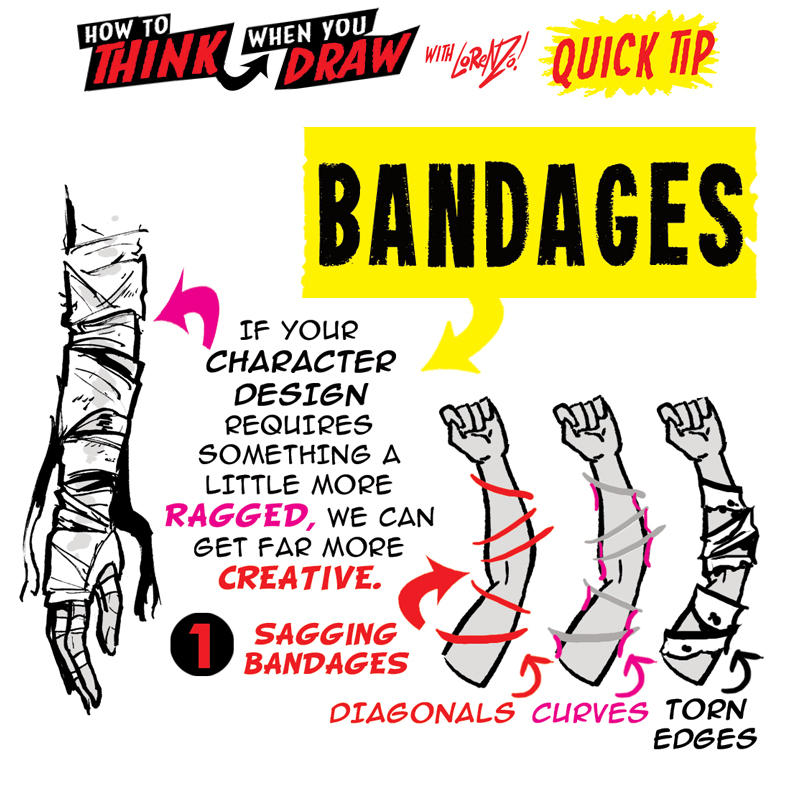 How to THINK when you draw BANDAGES QUICK TIP! by EtheringtonBrothers