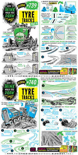 How to THINK when you draw TYRE TRACKS tutorial!