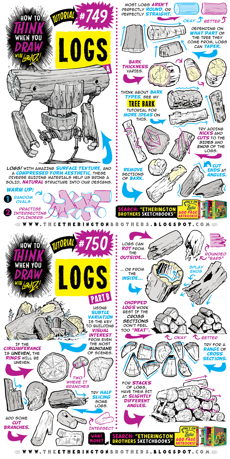 How to THINK when you draw LOGS tutorial! by EtheringtonBrothers on ...