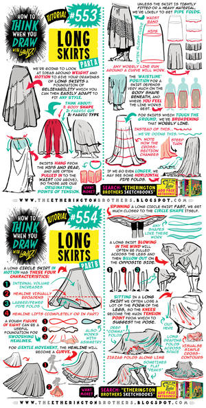 How to THINK when you draw LONG SKIRTS tutorial!