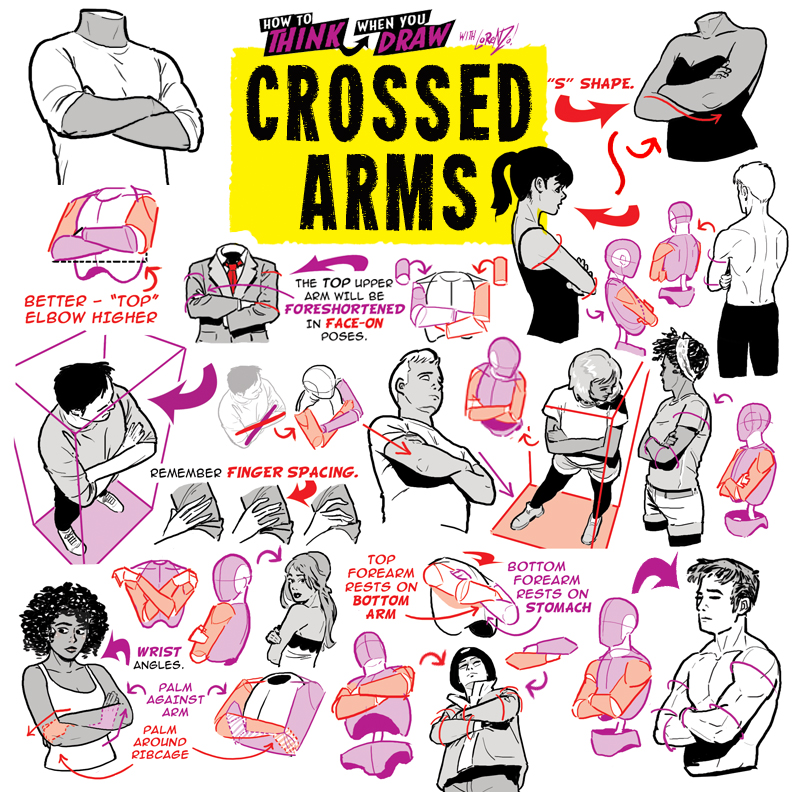 How to THINK When You Draw CROSSED ARMS tutorial! by ...