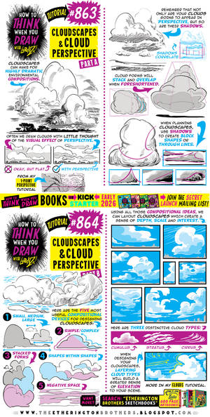 How to THINK When You Draw CLOUDSCAPES tutorial!