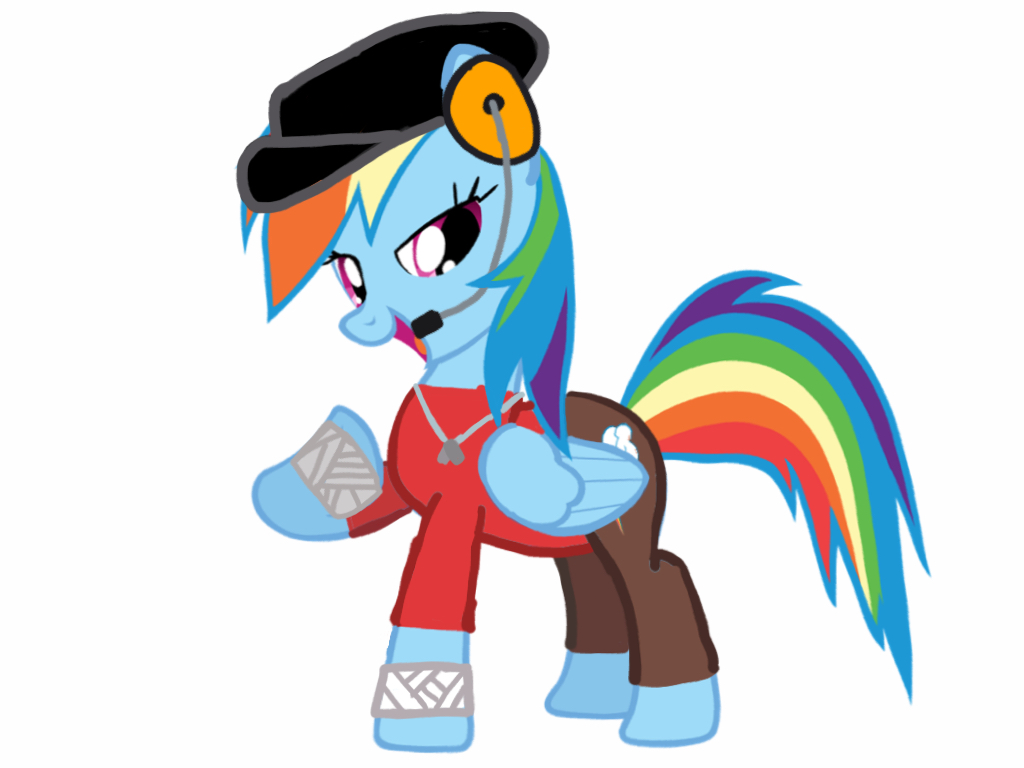 Rainbow dash as the scout from TF2 