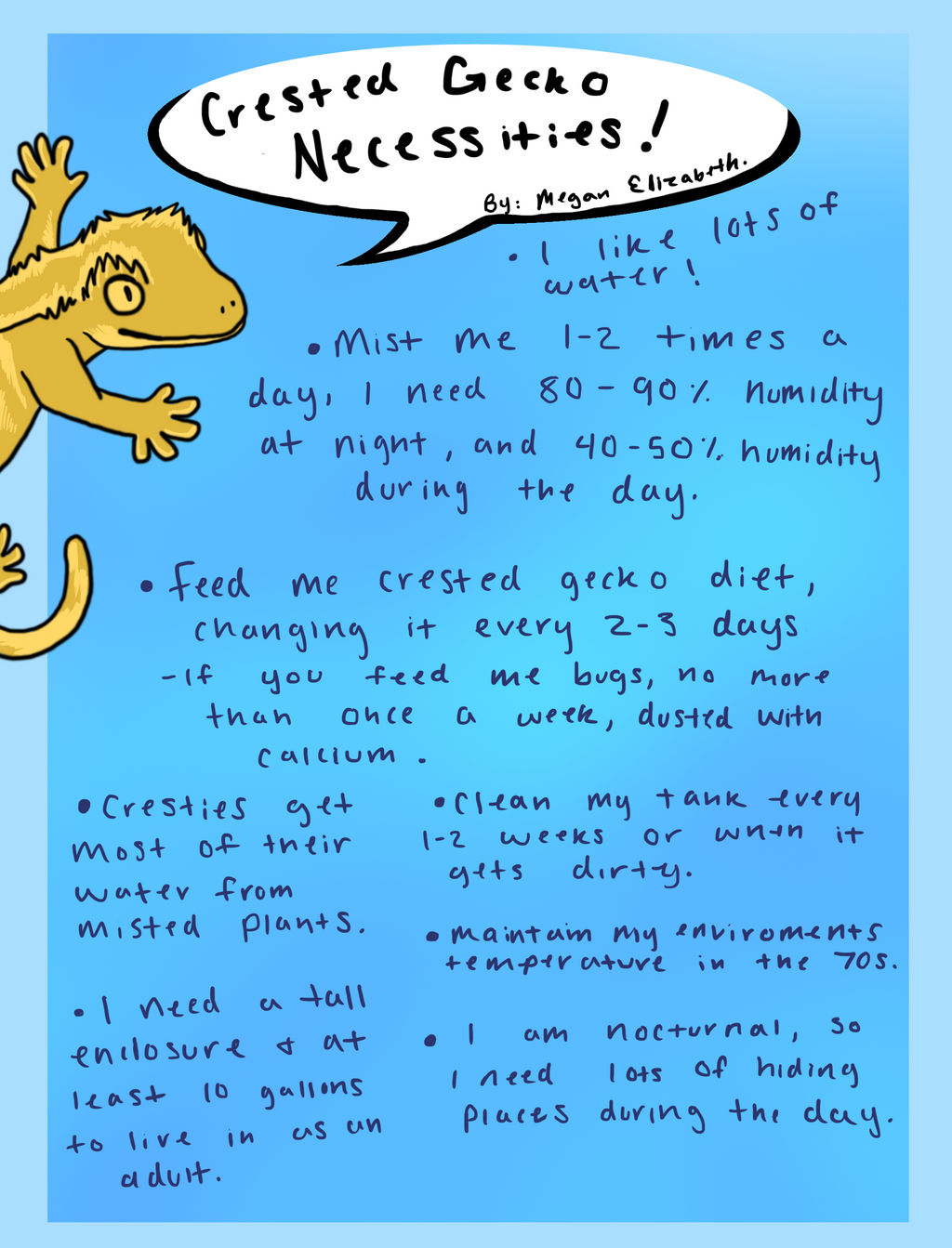 Simple Crested Gecko Care Sheet by AliceinkittyLand on DeviantArt