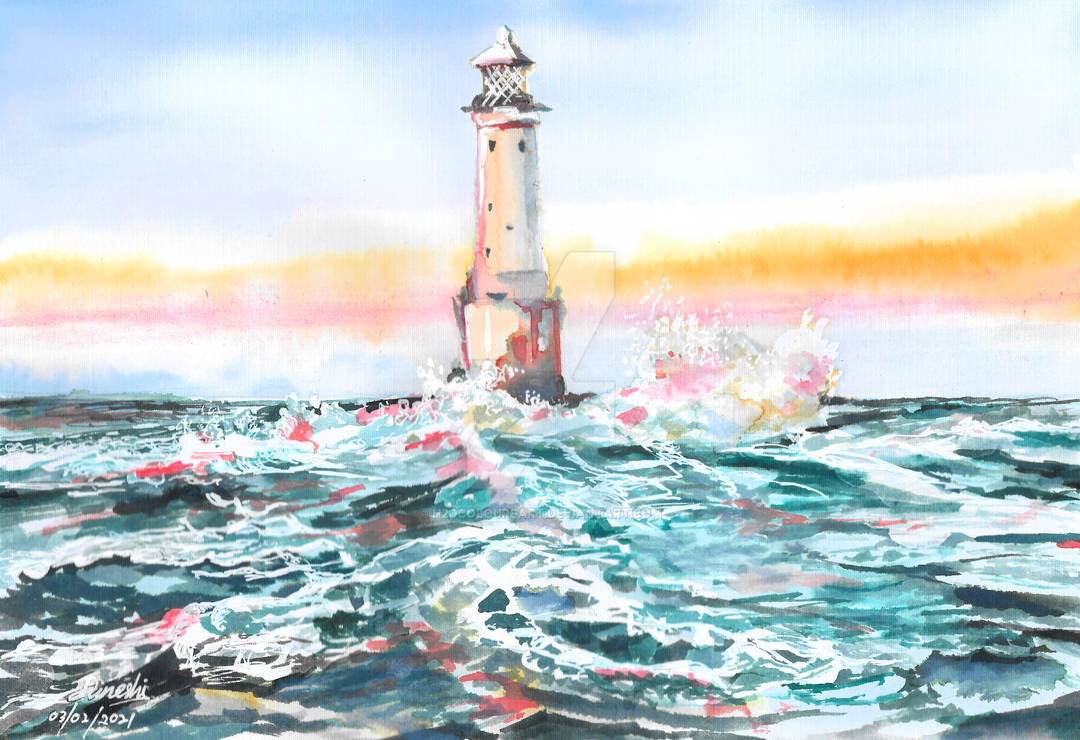 Great Basses Reef Lighthouse by H2OcoloursArt on DeviantArt