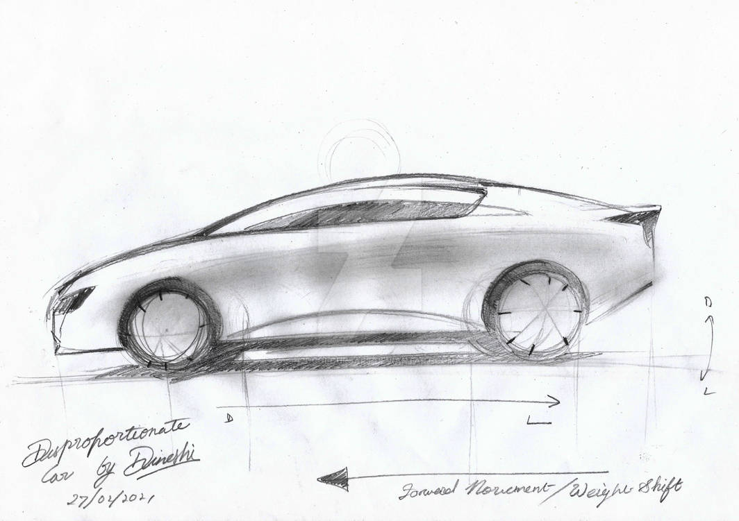 Automotive Sketch 13- Disproportionate Car by H2OcoloursArt on DeviantArt