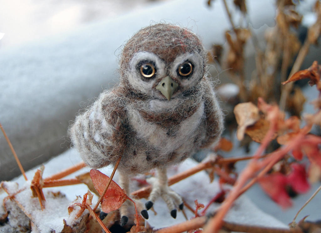 Needle felted owlet