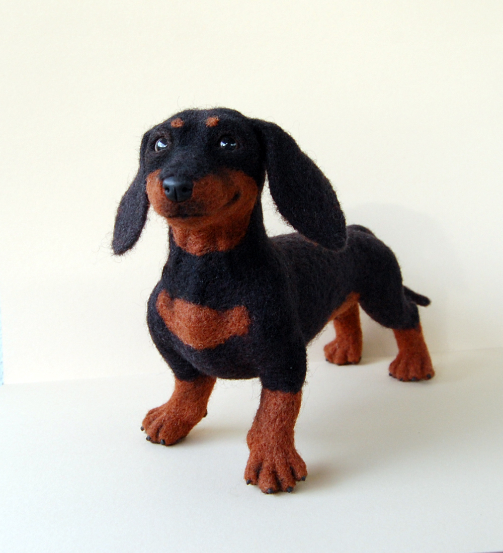 Needle felted dachshund